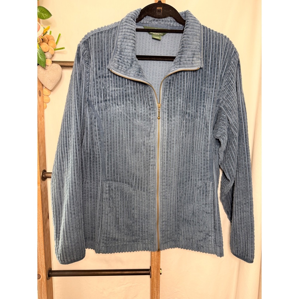 Woolrich Womens XL Blue Corduroy Full Zip Jacket 2291 Dark Bluebell Cotton - Picture 2 of 7